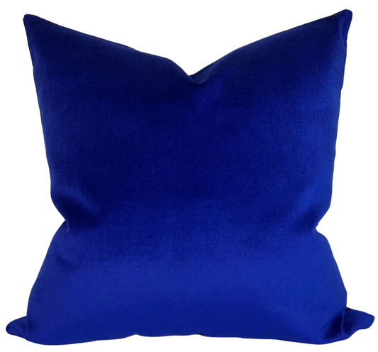 Royal Blue Performance Velvet Pillow Cover, Perennials Plushy, Indoor Outdoor Pillow