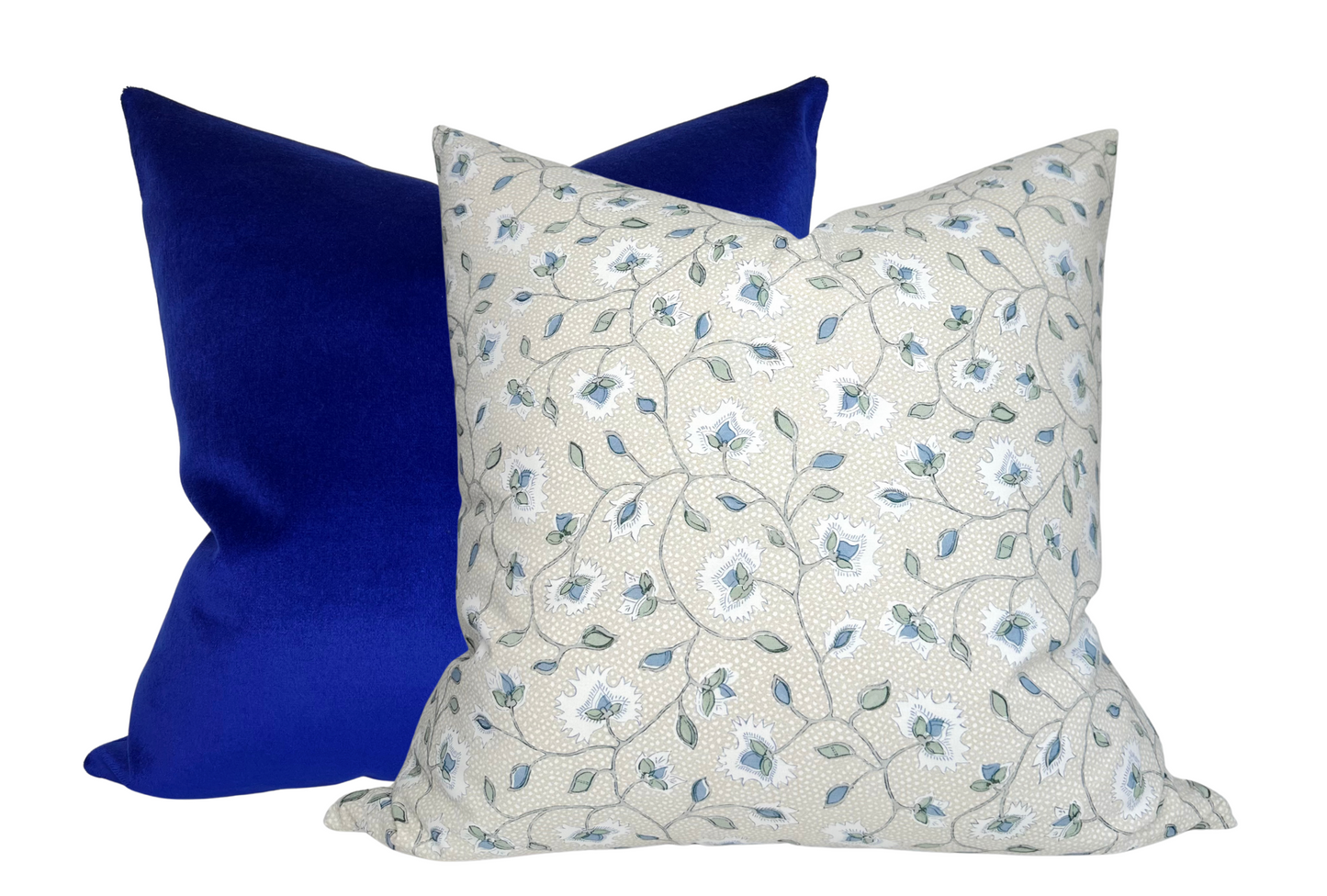 Royal Blue Performance Velvet Pillow Cover, Perennials Plushy, Indoor Outdoor Pillow