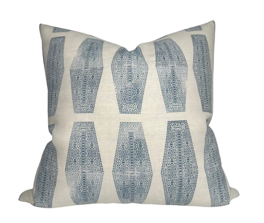 Inlay Pillow Cover in Lake Blue, Susan Connor Textiles