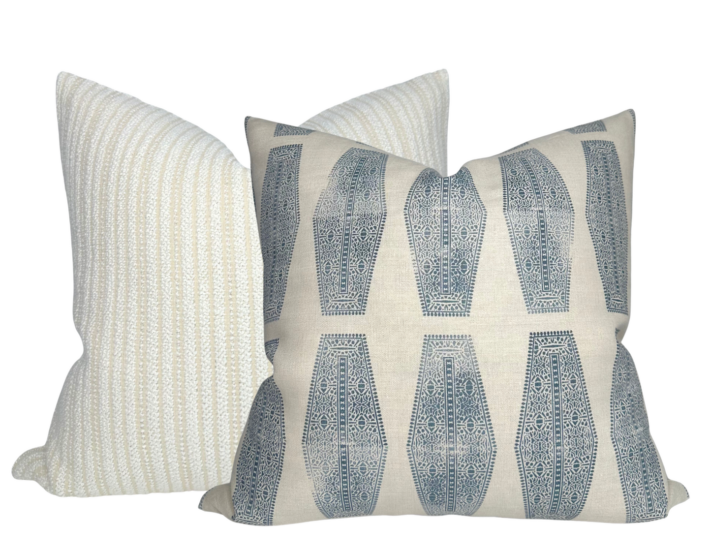 Inlay Pillow Cover in Lake Blue, Susan Connor Textiles