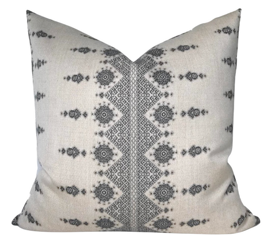 Carmania Pillow Cover in Charcoal, Indoor Outdoor Pillows, Peter Dunham Textiles