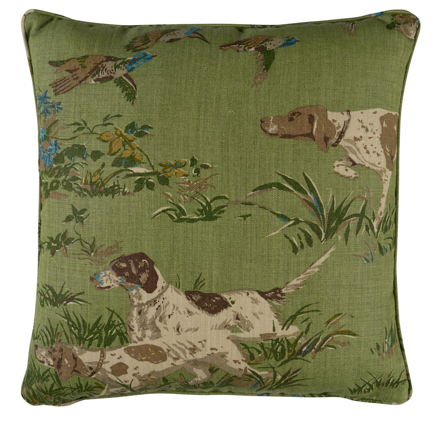 Pointers Pillow Cover in Meadow Green, Schumacher Textiles