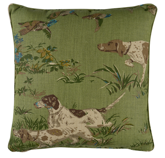 Pointers Pillow Cover in Meadow Green, Schumacher Textiles