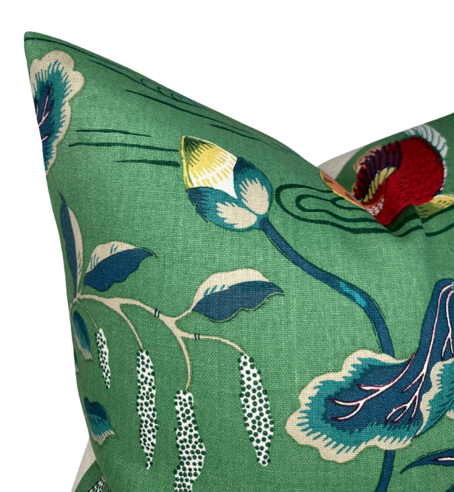 Lotus Garden Pillow Cover in Jade Green, Schumacher Textiles