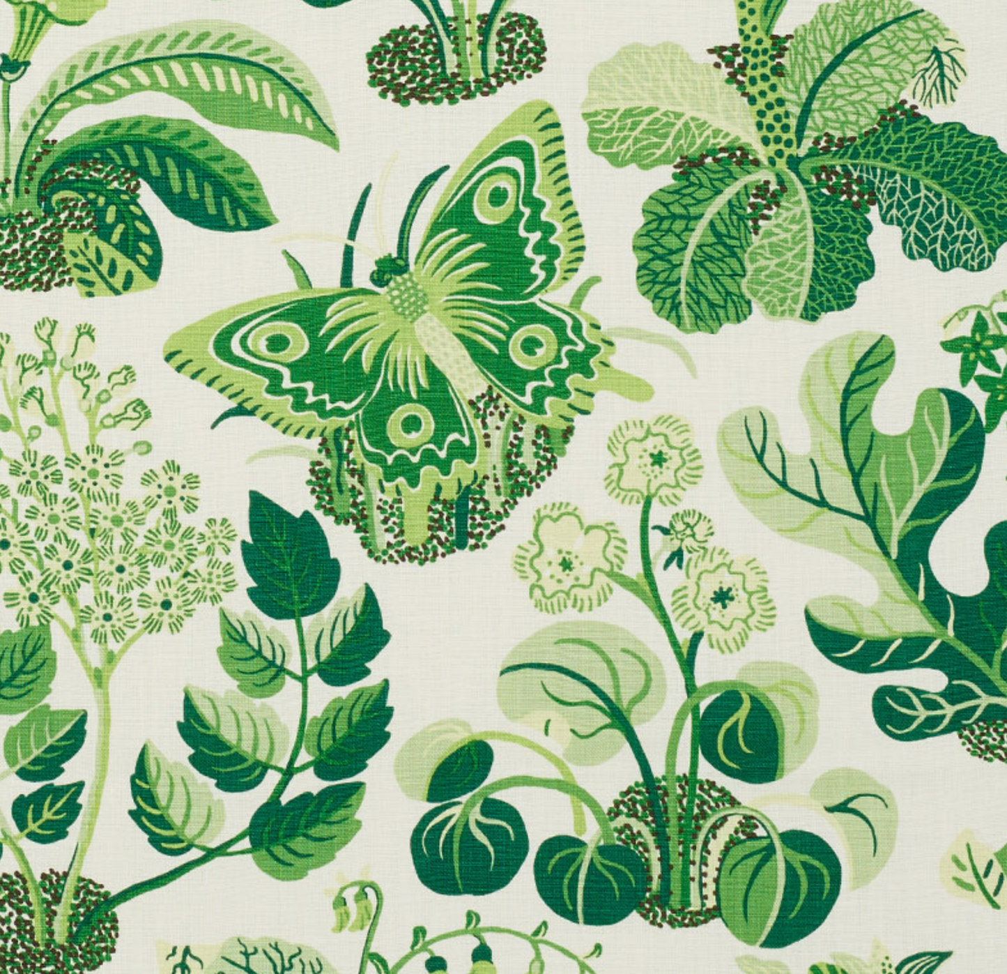 Exotic Butterfly Pillow Cover in Leaf Green, Schumacher Textiles