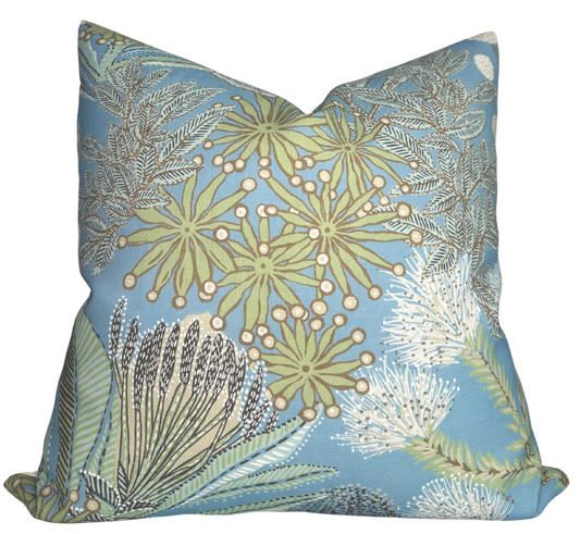 Protea Performance Pillow Cover in Spa Blue