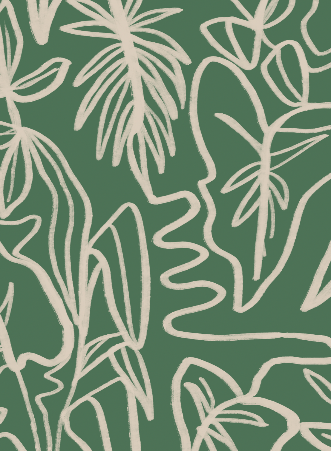CUSTOM Ink Foliage Wallpaper - Annie Gilbert, green and neutral