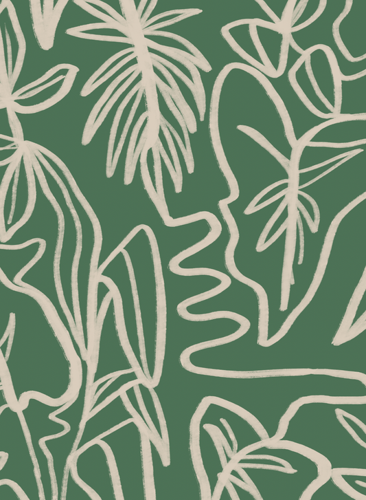 CUSTOM Ink Foliage Wallpaper - Annie Gilbert, green and neutral