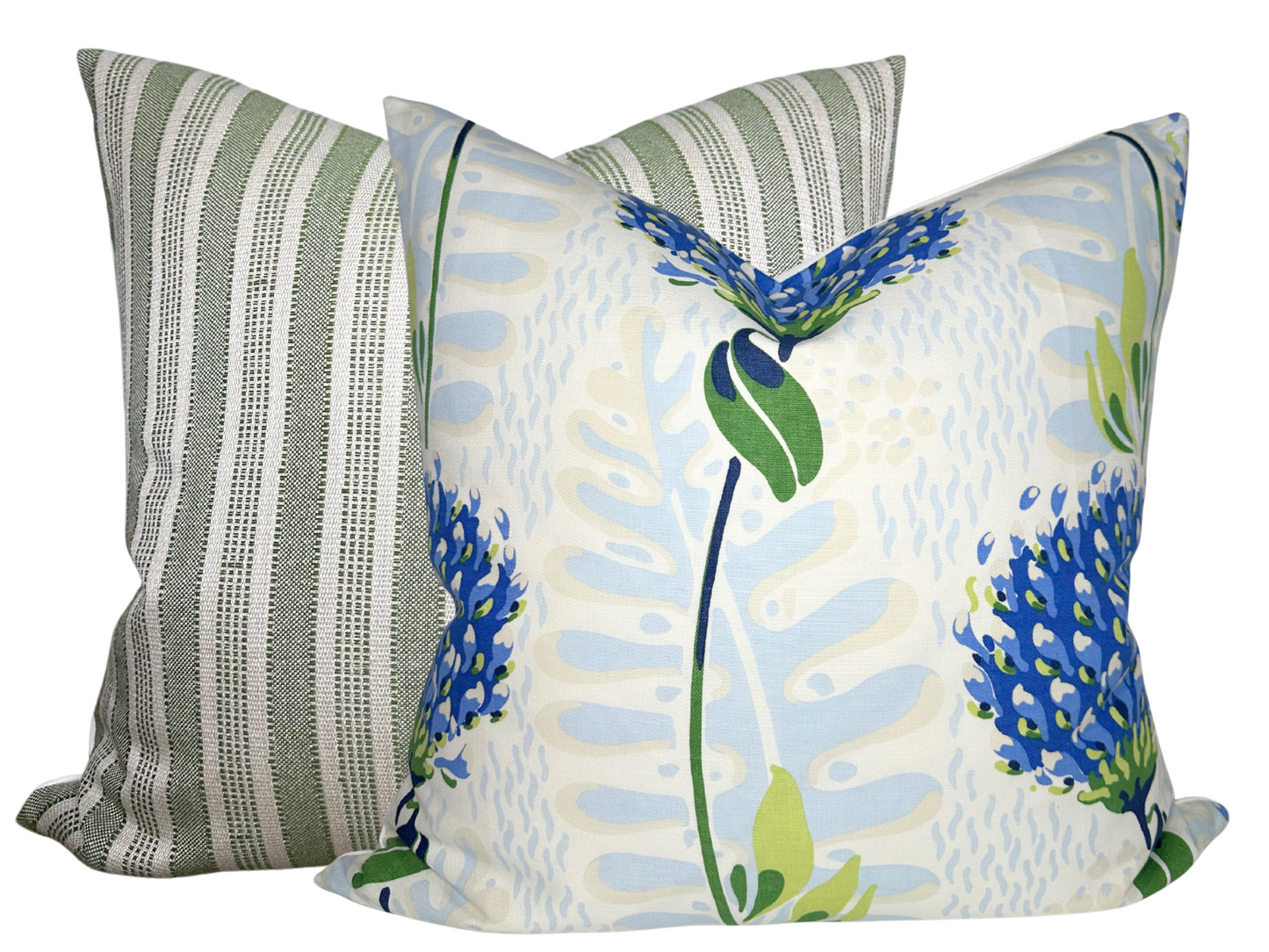 Amida Pillow Cover in Green on Natural, Peter Dunham Textiles