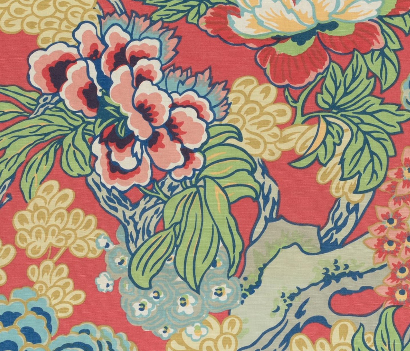 Honshu Pillow Cover in Coral and Green