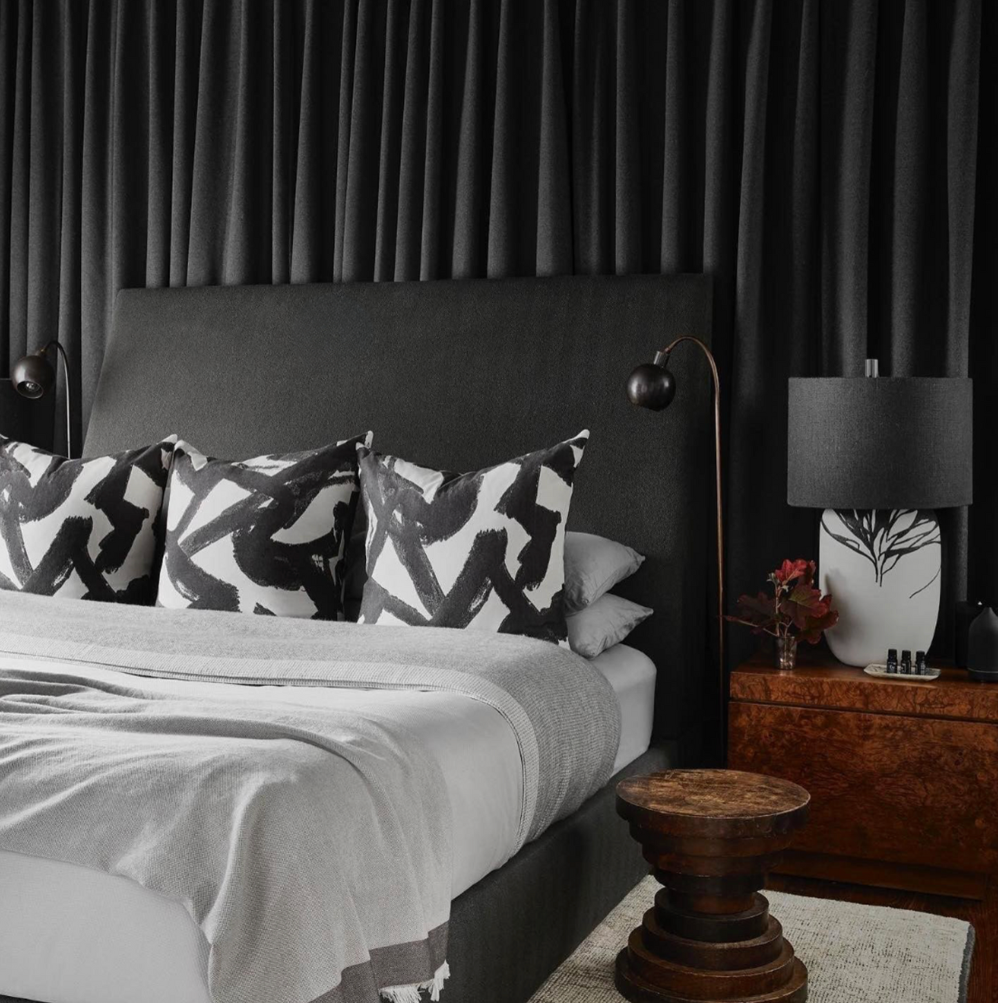 Brushstrokes Pillow Cover in Ebony, Indoor Outdoor Pillows