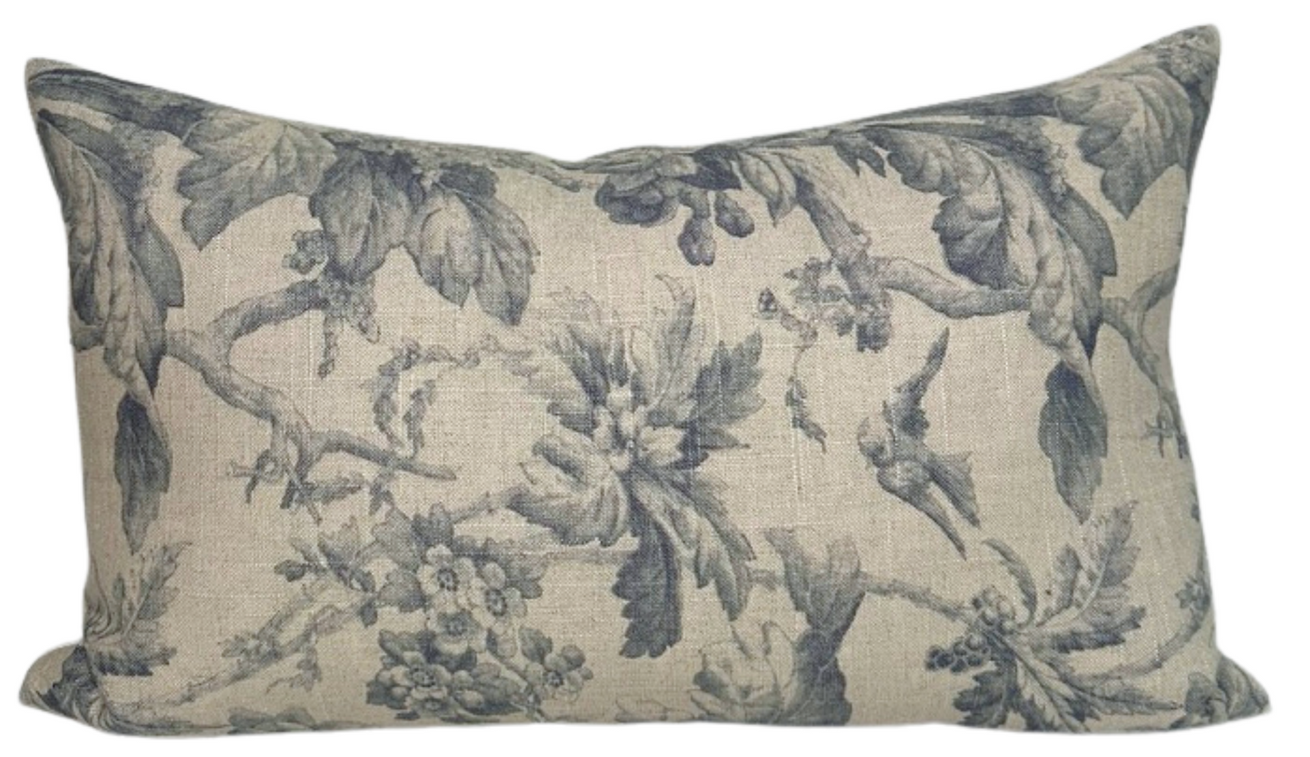 Lita Floral Print Pillow Cover in Blue