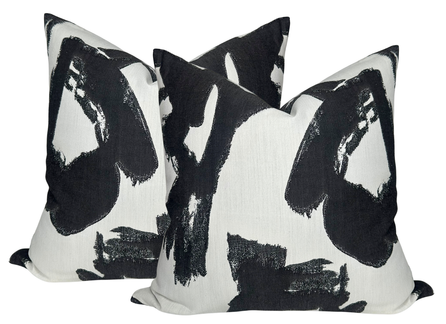 Brushstrokes Pillow Cover in Ebony, Indoor Outdoor Pillows