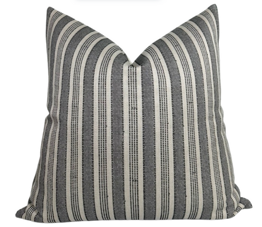 Amida Pillow Cover in Charcoal on Natural, Peter Dunham Textiles