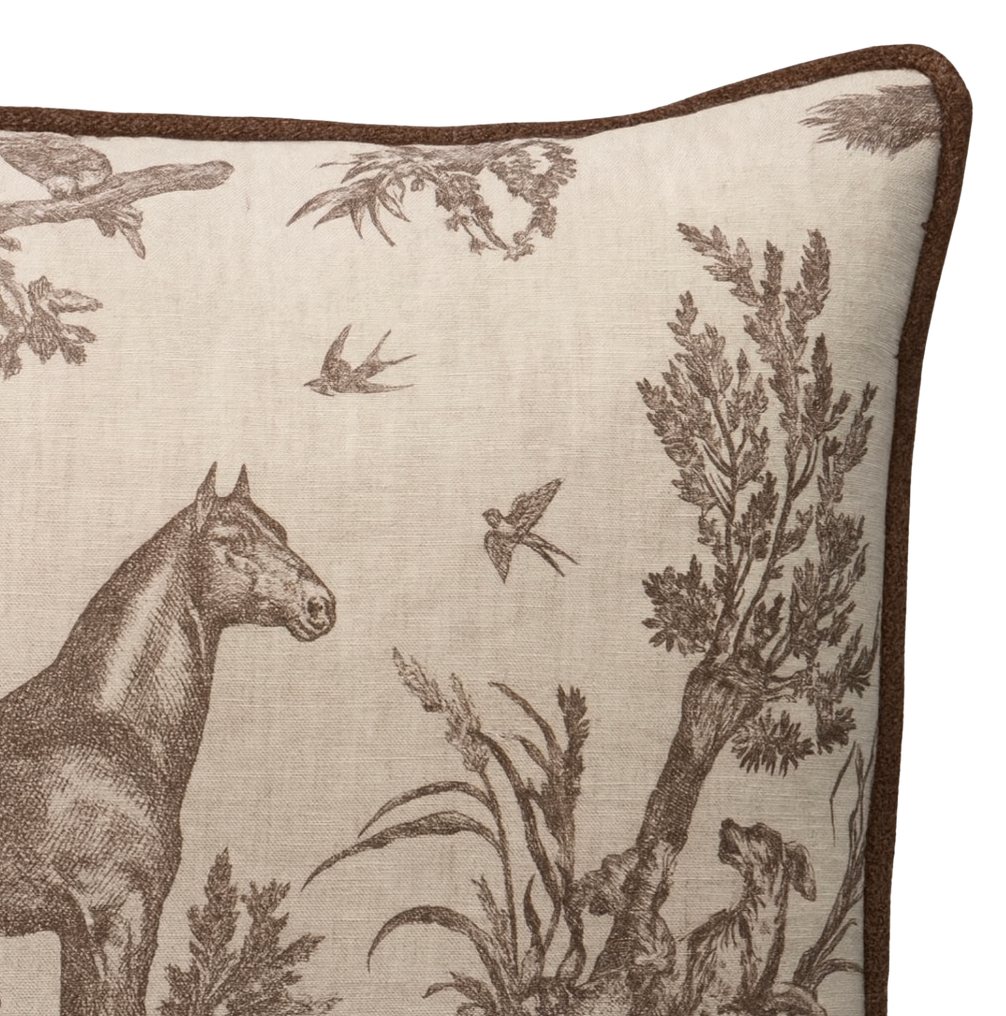 Western Toile Pillow Cover in Sepia Brown, Schumacher Textiles