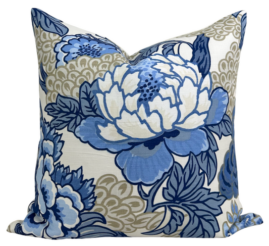 Honshu Pillow Cover in Blue and Beige