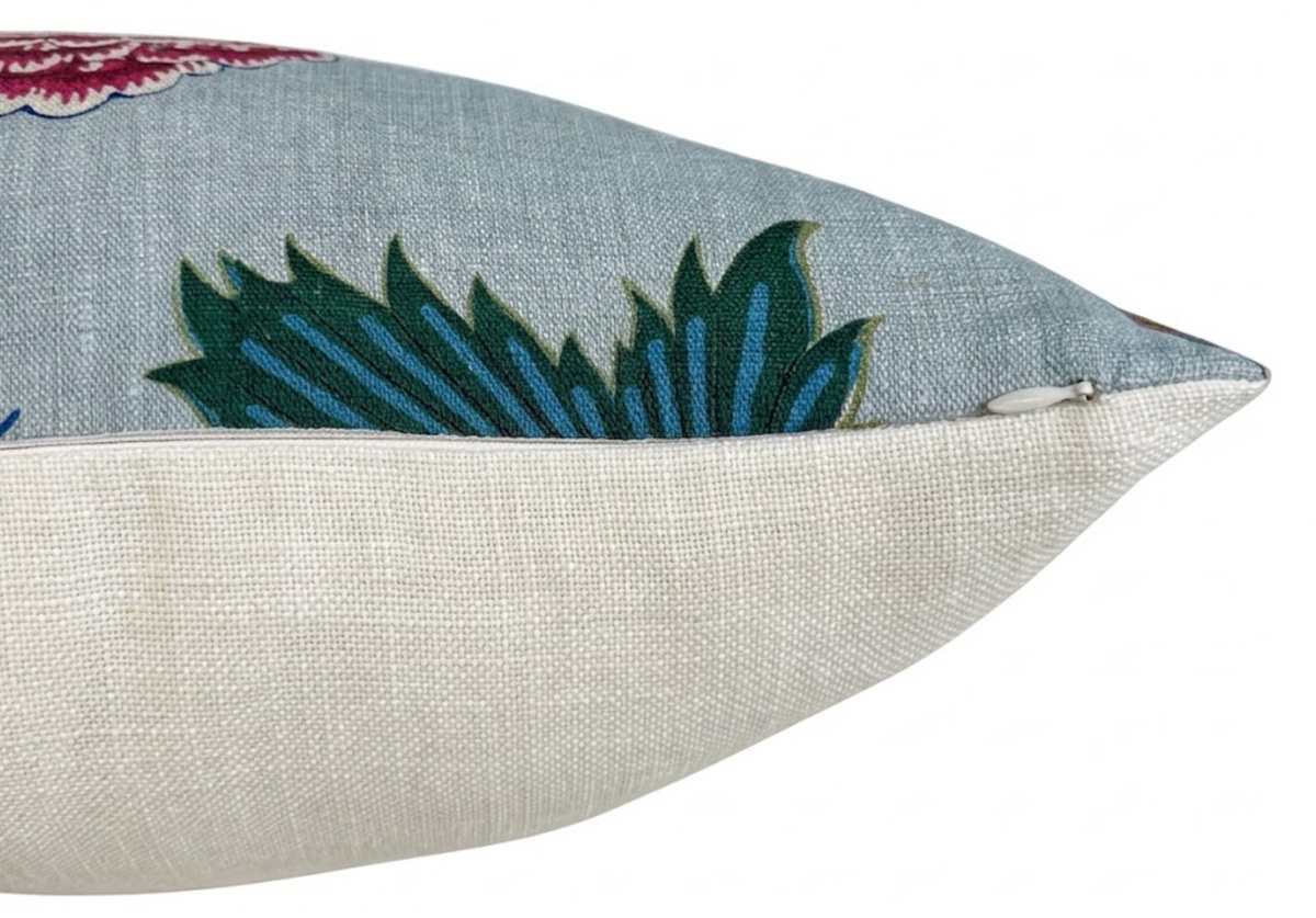 Indienne Jacobean Pillow Cover in Raspberry Teal, Thibaut Pillows