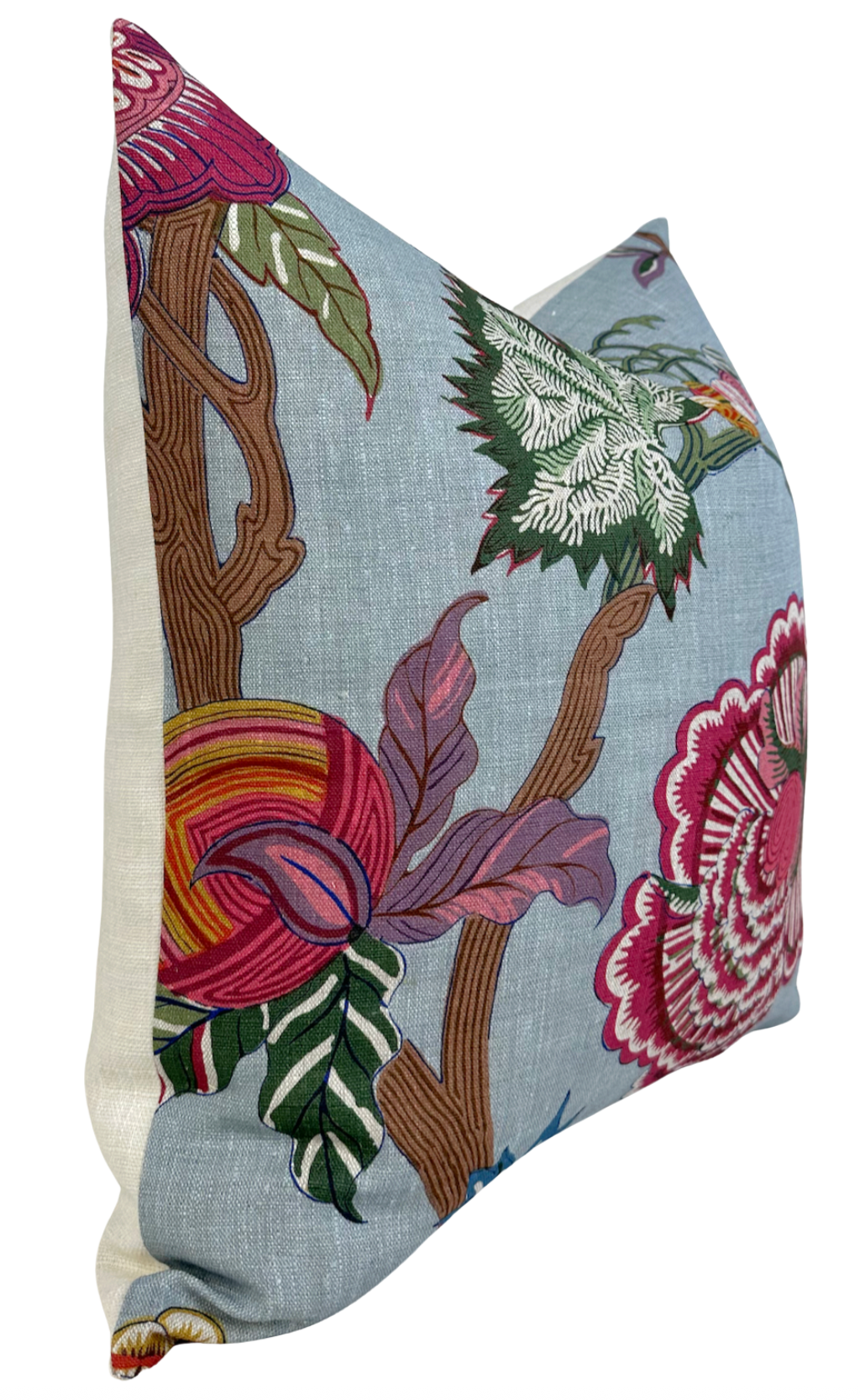 Indienne Jacobean Pillow Cover in Raspberry Teal, Thibaut Pillows