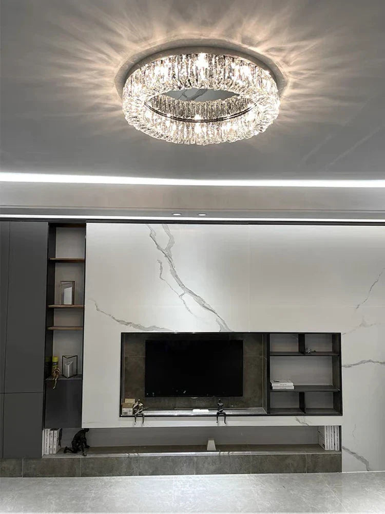 Simple Modern Clean Crystal Ceiling Lamp - New Design Light Luxury for Living Rooms and Bedrooms - Available in Gold and Silver - Nordic Style Elegance