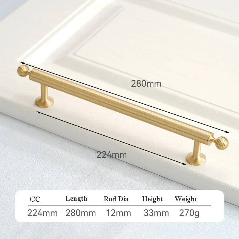 Satin Brushed Gold Brass Cabinet Handles – Modern Wardrobe and Drawer Knobs with French Style