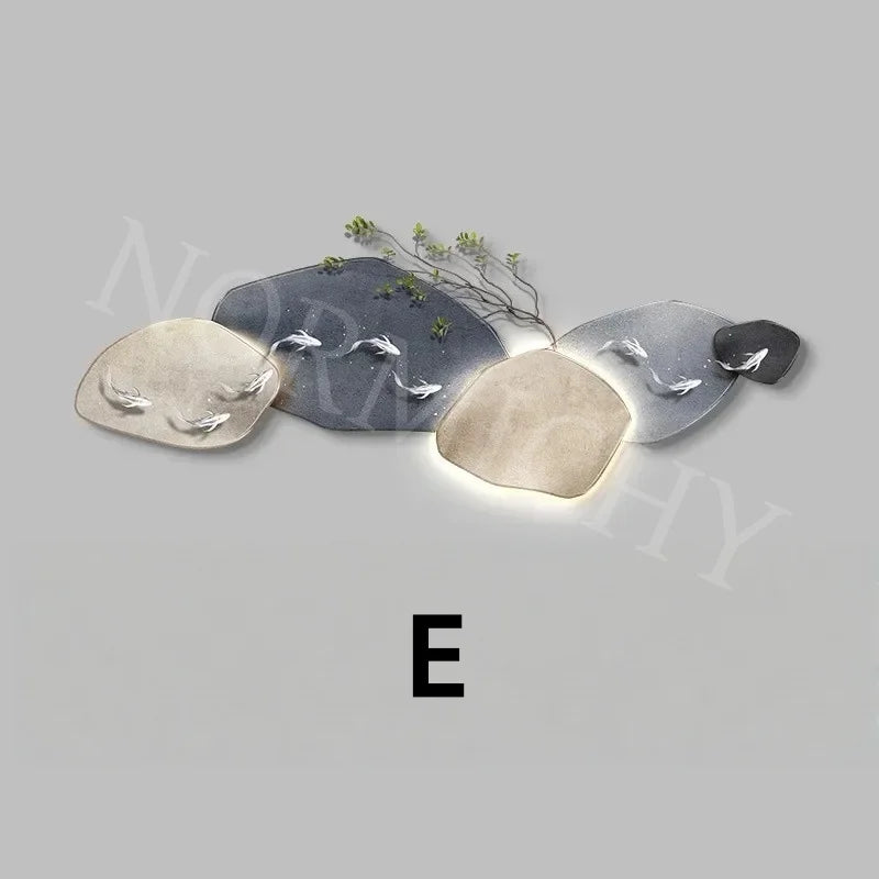 Dlight Decor 3D Nine Fish Wall Lamp Mural Art