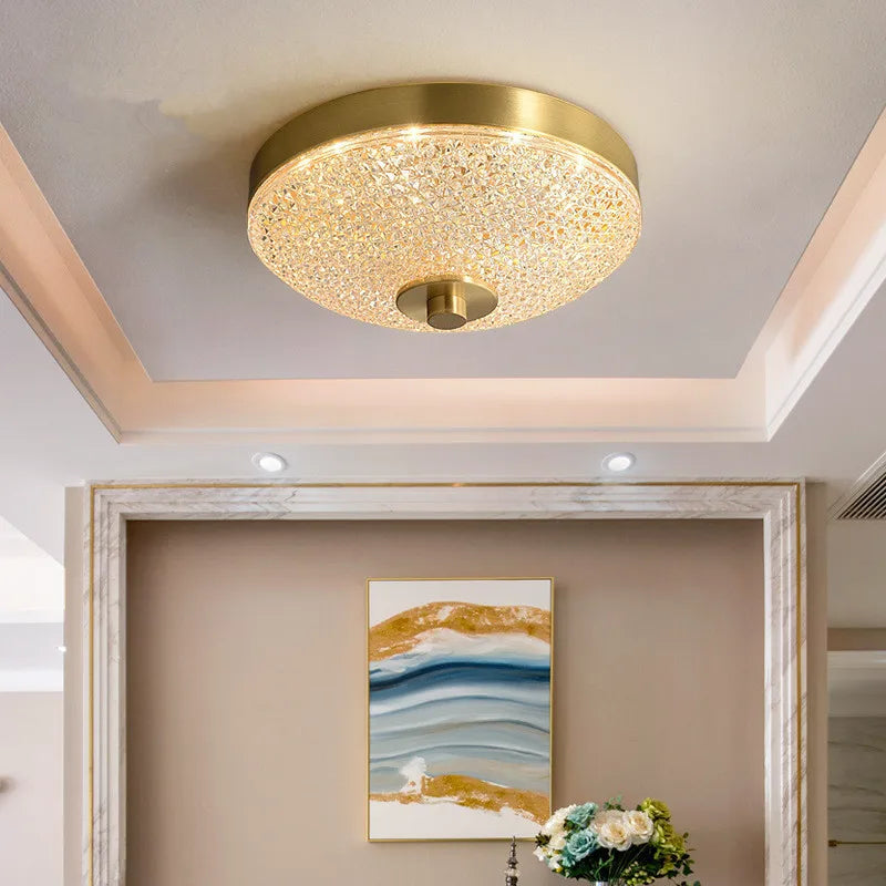 Sleek Modern Minimalist LED Copper Glass Ceiling Lights - Ideal for Bedrooms, Dining Halls, Aisles, Corridors, Balconies, and Home Illumination