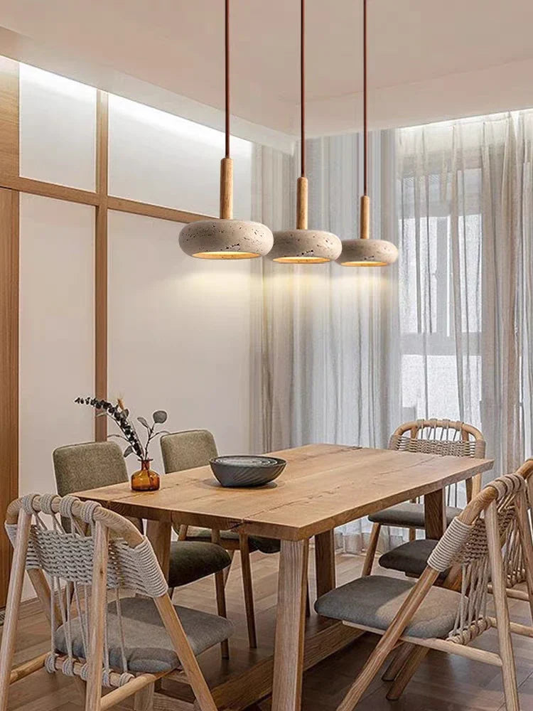 Hole Stone Wabi-Sabi Restaurant Chandelier - Illuminate Your Space with Nordic Log Elegance