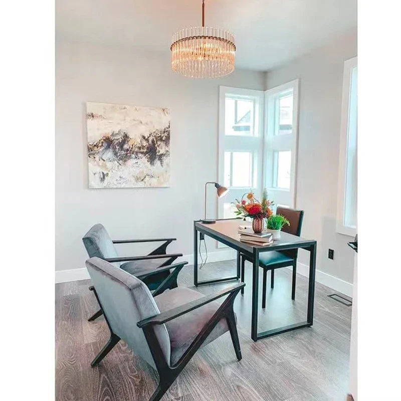 Contemporary 5-Light Brushed Brass Finish Crystal Glass Chandelier - Illuminate Your Space with Modern Elegance