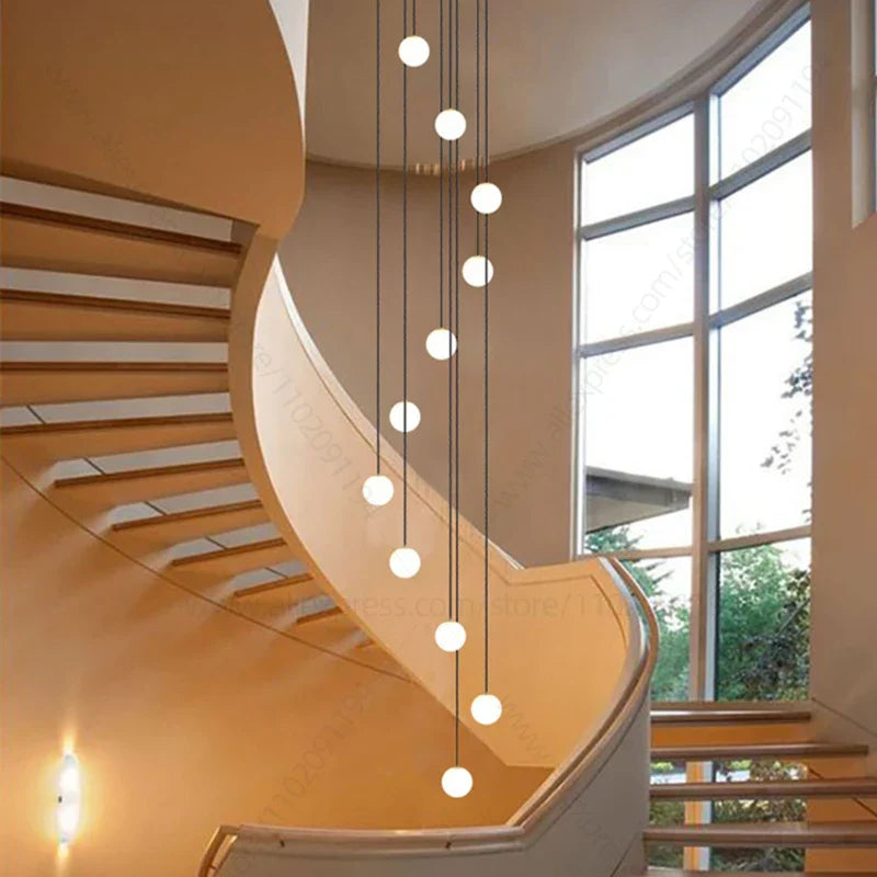 Elegant LED Staircase Chandelier - Illuminate Your Duplex Apartment with Modern Luxury