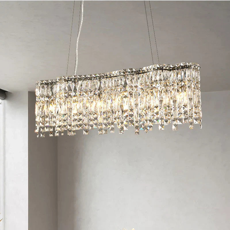Elegant Chrome Stainless Steel K9 Crystal Chandelier - A Modern Luxury Lighting Fixture for Living Rooms, Bedrooms, and Dining Spaces