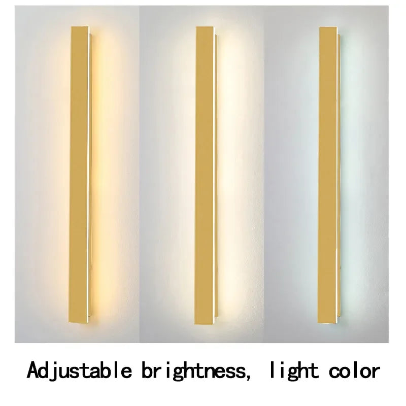 Elegant Golden LED Long Wall Light - Modern Outdoor Lighting for Country Villas, Courtyards, and Balconies
