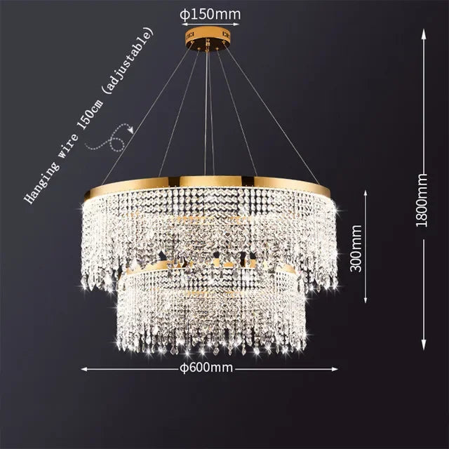 Modern LED Crystal Chandelier - Elegant Lighting Fixture for Living Room, Dining Room, Kitchen, and Home Lighting Decor