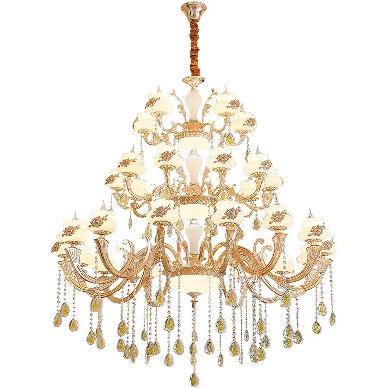 European-Style Duplex Building Large Chandelier - Villa Elegance for Spacious Living and Hotel Grandeur