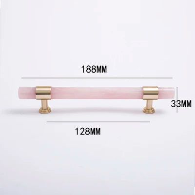 Natural Marble and Crystal T-Bar Cabinet Handles – Modern Brass Knobs for Kitchen, Dresser, and Furniture Pulls