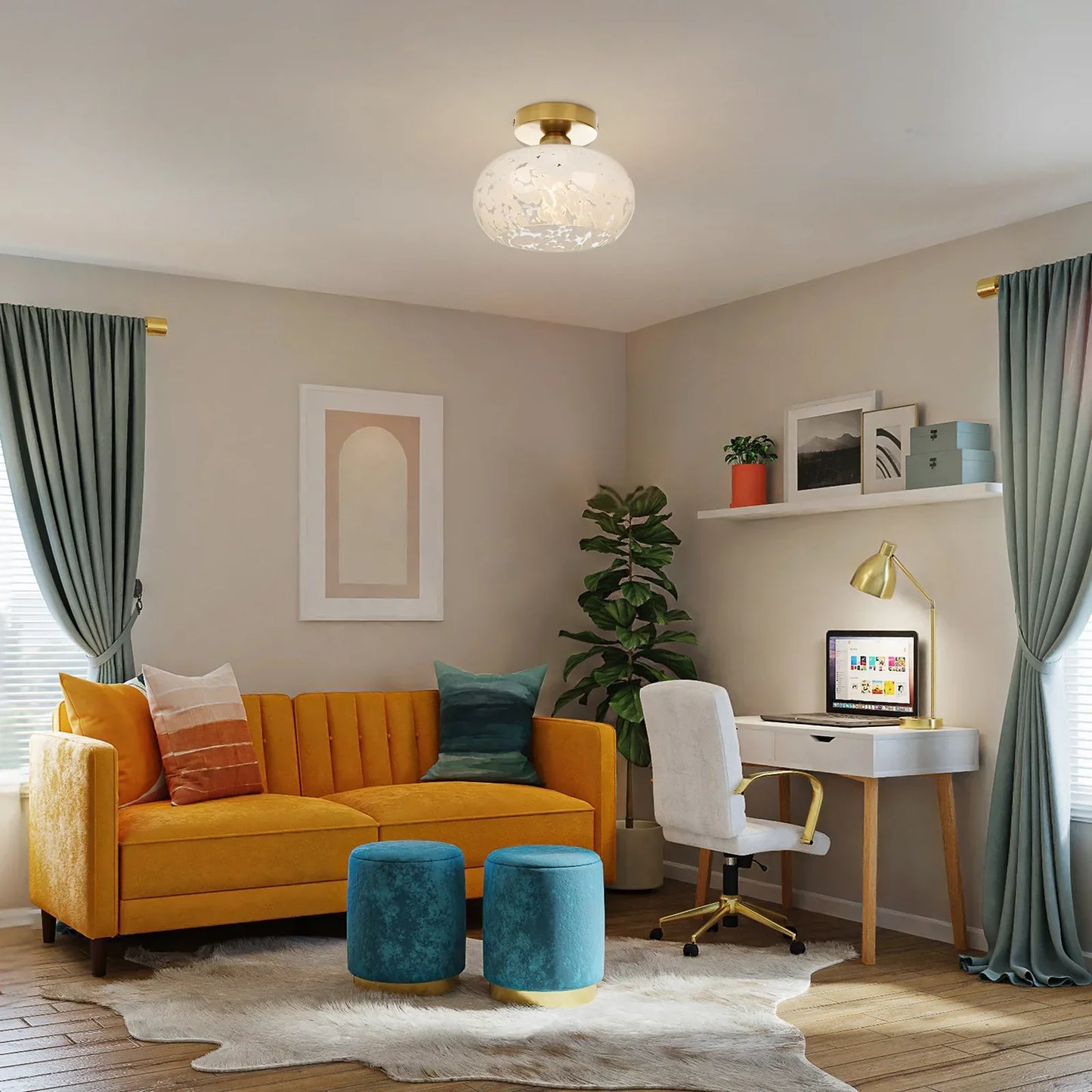 Led Glass Ceiling Lamp Bedroom Living Room Ceiling Light Moire Pattern Ceiling Lamps AC 90 - 260V Indoor Lighting Decoration Fixtures