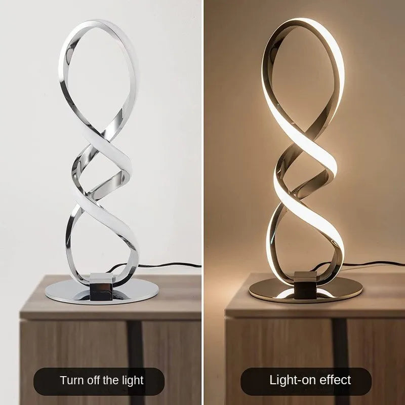 Modern Silver LED Table Lamp - Luxury Adjustable Brightness for Bedroom, Study, and Home Decoration