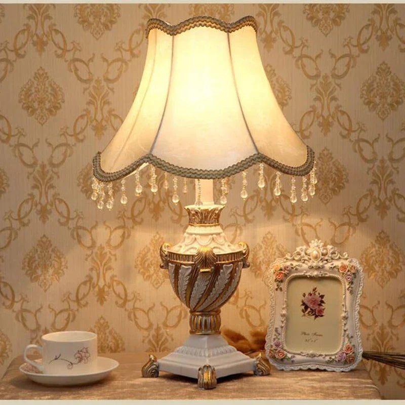 Luxury European Table Lamp - Mediterranean Style Night Desk Light for Bedroom and Living Room