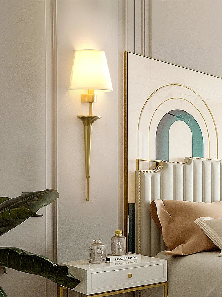 Copper Lamp - American Wall Lamp for Bedroom, Simple Wall Lamps with Classical Design, Living Room Decor LED Lights, Home Corridor Bedside Lamp