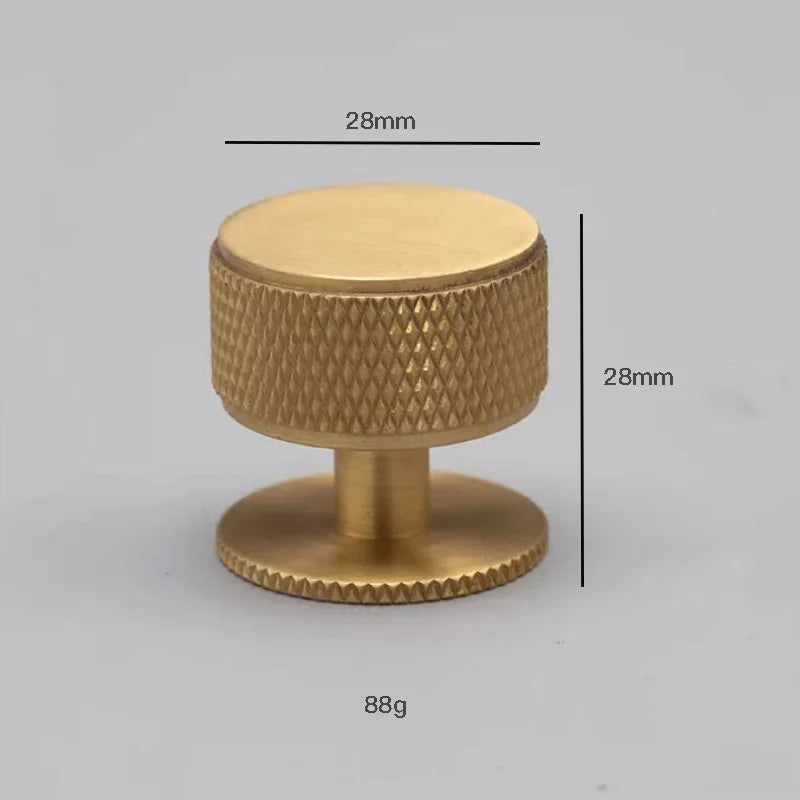 Gold and Bronze Knurled Brass Knobs – Modern Single-Hole Cabinet and Drawer Pulls