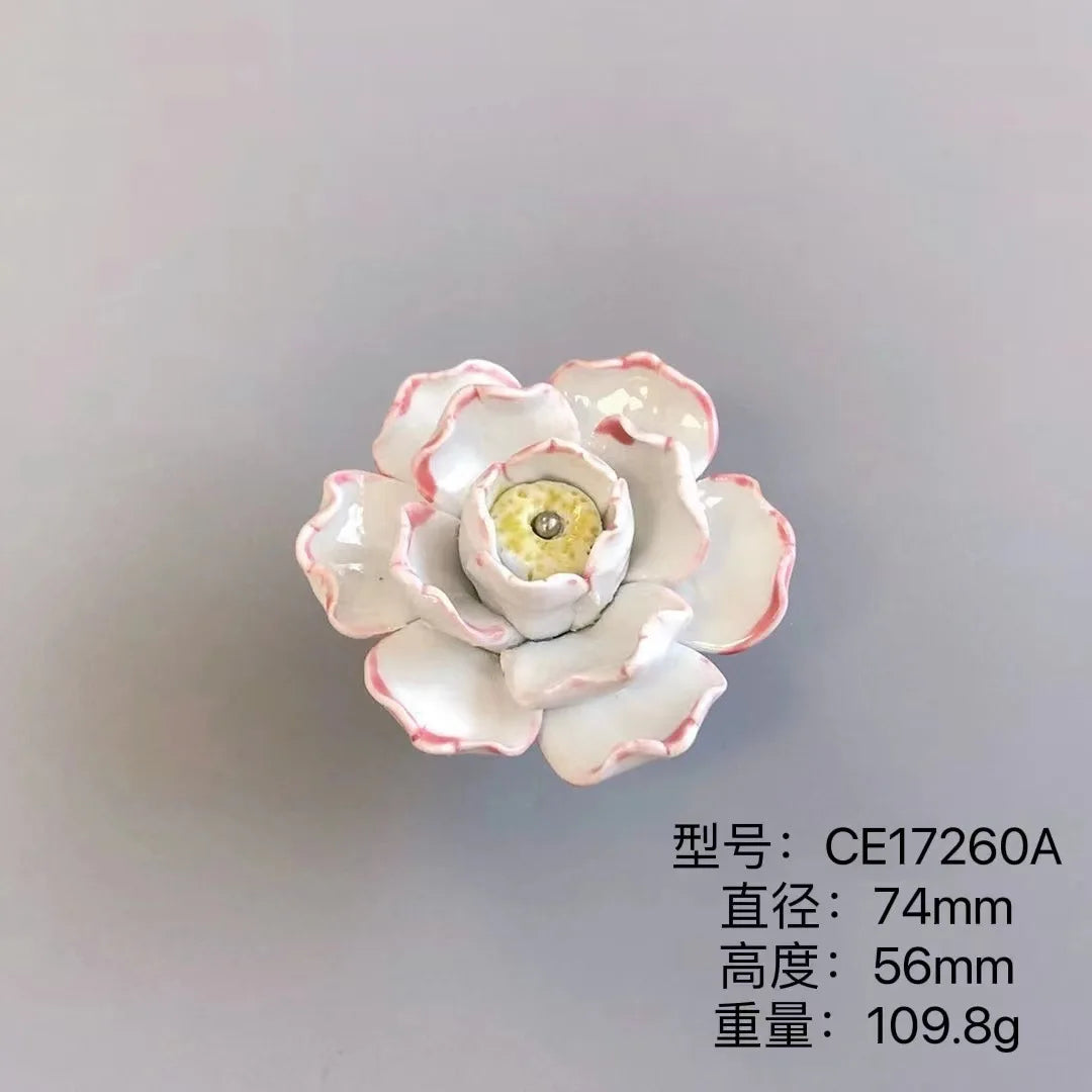 Handmade Ceramic Flower Knobs – Creative Cabinet and Drawer Knobs for Furniture Accessories