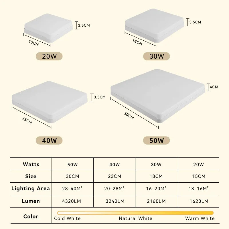 Smart LED Ceiling Lamp with Dimmable App Control - Modern Square Ceiling Light for Kitchen, Living Room, and More