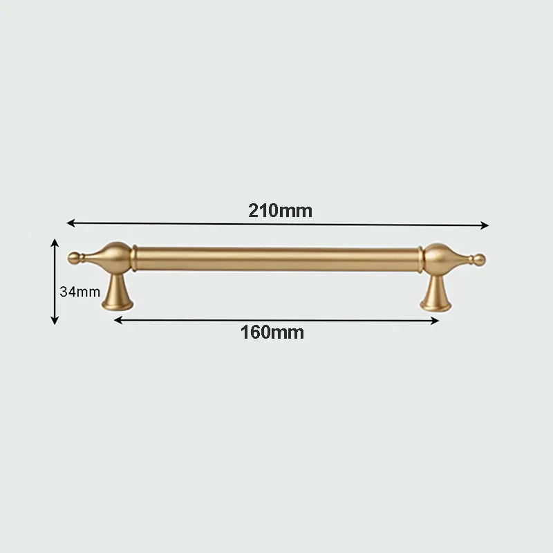 Modern Brass Cabinet Handles – Brushed Gold Bar Knobs for Furniture (60mm-368mm)