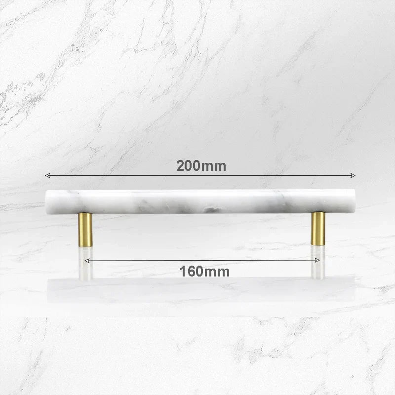 Green and White Marble Cabinet Handle – Luxury Natural Stone Drawer Pulls with Brass Base (50mm-200mm)