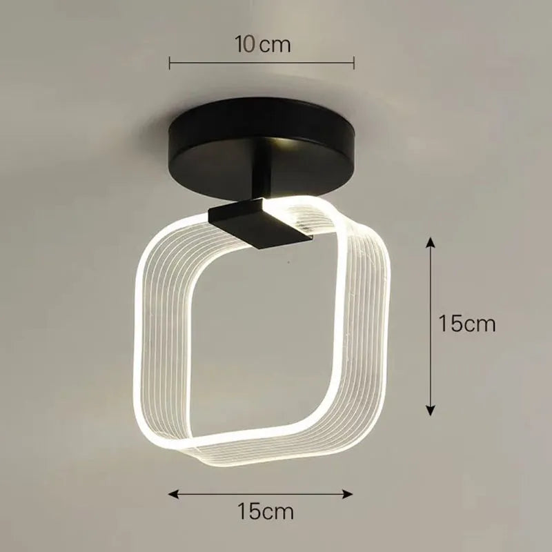 Modern LED Ceiling Light - Acrylic Geometry Linear Decoration Lamp in Black and Gold for Bedroom, Living Room, Corridor, and Indoor Home Fixture