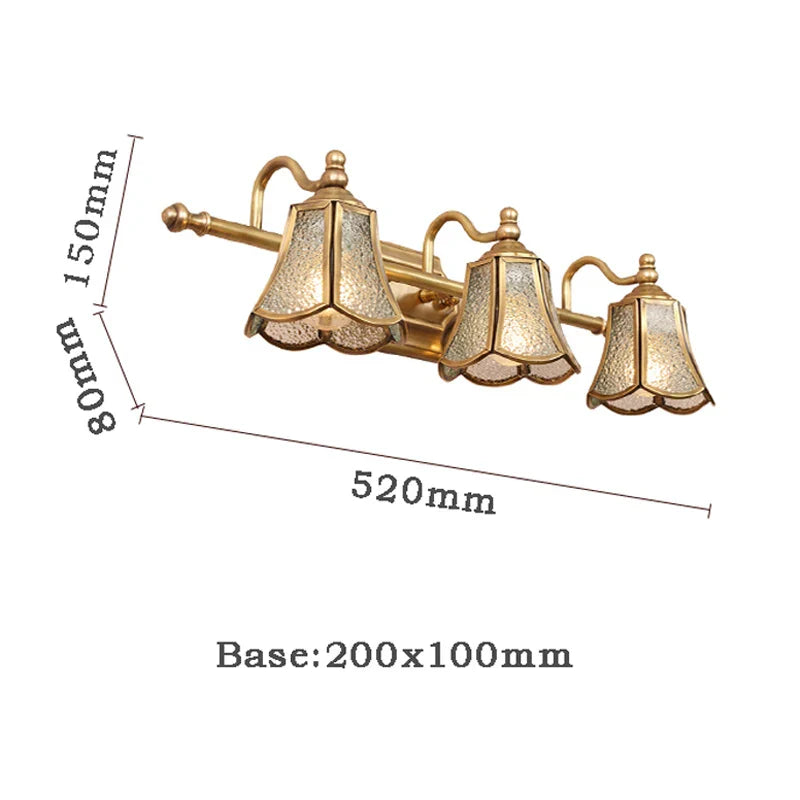 European-Style Mirror Cabinet Light 52CM E14 - Elegant Bedroom and Bathroom Lamp with Golden Finish