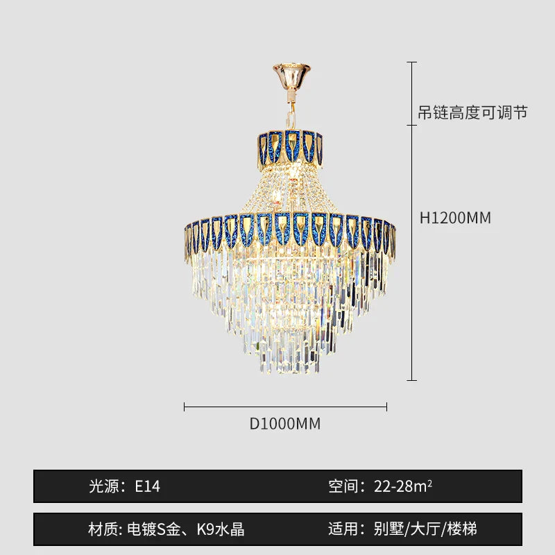 High-End Crystal Chandelier - Artistic Lighting for Living and Dining Spaces, Luxury Hotels, and Duplex Homes