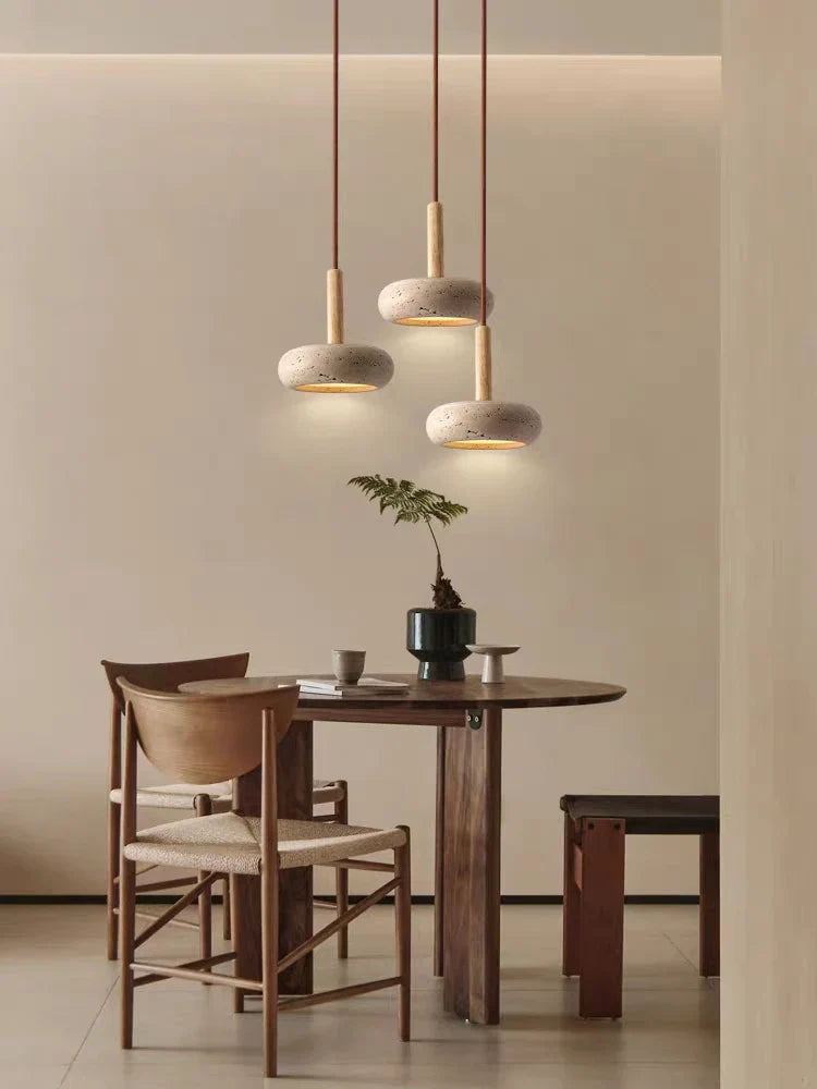 Hole Stone Wabi-Sabi Restaurant Chandelier - Illuminate Your Space with Nordic Log Elegance