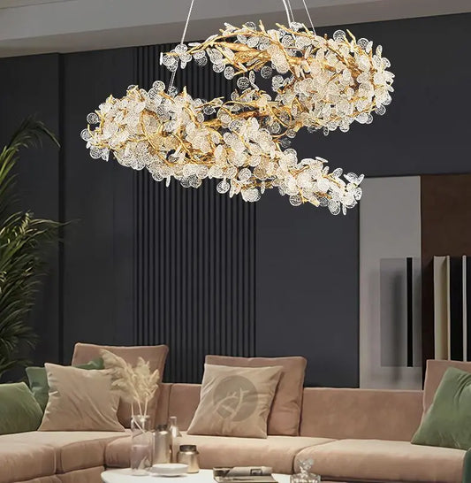 Circle Branch Crystal Chandelier - Luxury LED Lighting for Living Rooms, Restaurants, and Hotel Decorative Elegance