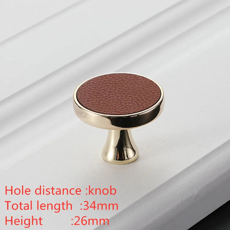 Modern Leather and Zinc Alloy Cabinet Handle – Elegant Drawer Pulls for Kitchen, Wardrobe, and Furniture (96mm)