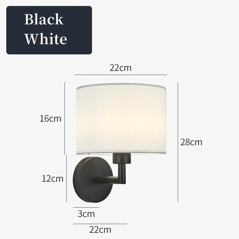 Bedside Wall Lamp with Rotating Spotlight - Modern Fabric Lampshade Reading Wall Sconce for Bedroom Home Decoration with LED E27